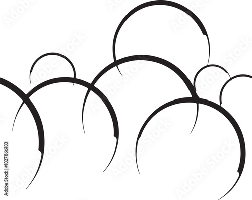 Minimalist abstract black arcs pattern on clean white background isolated on transparent background, isolated on white background, Vector, illustration