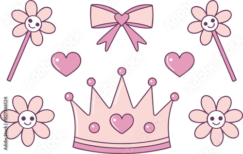 Fairy Tale Princess Elements Pack. Magical Princess Elements Set. Fantasy Princess Icons Collection. Cute Fairy Tale Princess Elements. Royal Princess Elements Pack. Enchanted Princess Elements Set