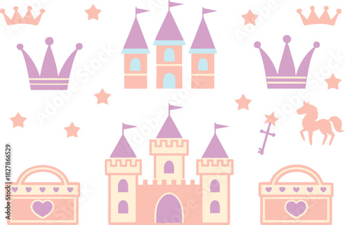 Fairy Tale Princess Elements Pack. Magical Princess Elements Set. Fantasy Princess Icons Collection. Cute Fairy Tale Princess Elements. Royal Princess Elements Pack. Enchanted Princess Elements Set