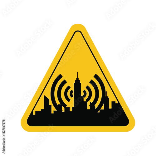 Urban electromagnetic radiation warning sign   5g, emf hazard icon Vector