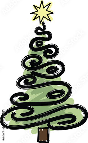 Messy Hand-Drawn Sketch Christmas Tree Vector