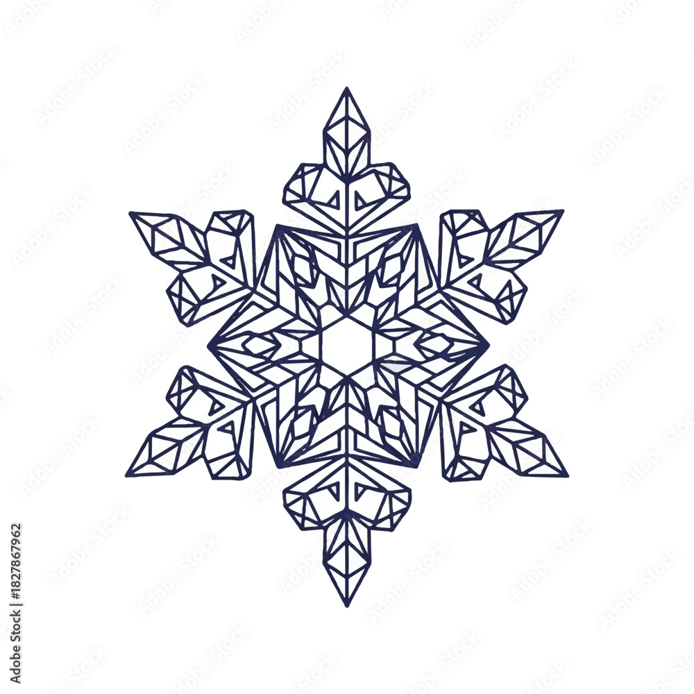 Obraz premium Stylized Snowflake Illustration - Geometric Winter Icon Graphic Design