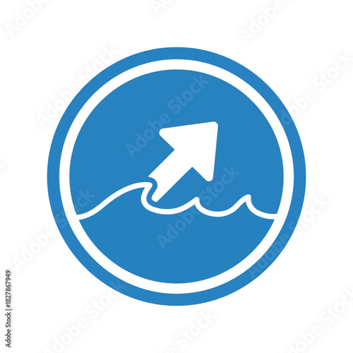 Rising arrow over wave icon: progress, growth & overcoming challenges Vector