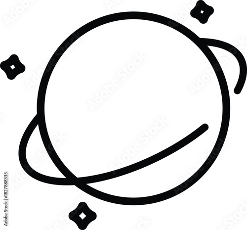 Saturn planet space vector line icon