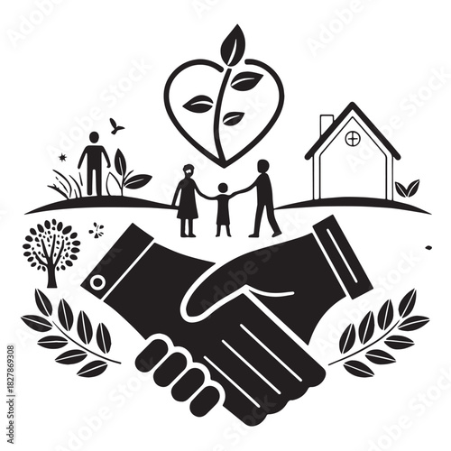 Black nonprofit Silhouette Vector, High Quality Illustration on White Background