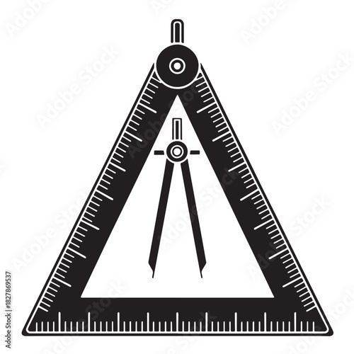 Black measuring square Silhouette Vector, High Quality Illustration on White Background
