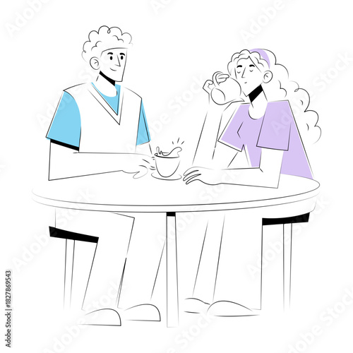 A doodle style illustration showing a coffee partner