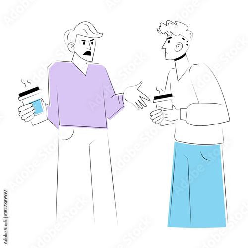 Hand drawn style illustration showing two persons doing argument