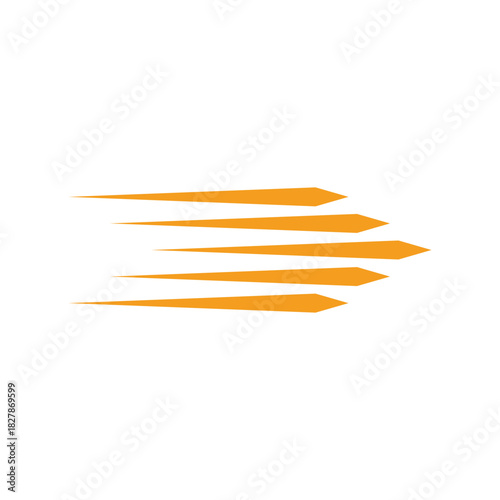 Vector illustration of horizontal orange stripes symbolizing speed, velocity, and rapid progress. Isolated motion effect graphic on a white background