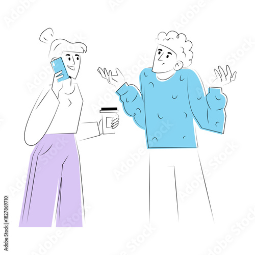 A sketchy style illustration showing a person ignoring