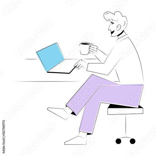 A doodle style illustration showing an online date