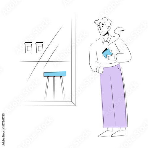 A doodle style illustration showing no money