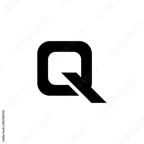 Modern geometric letter Q logo icon in a bold, minimalist style. Abstract vector symbol representing concepts of quality, quest, and corporate branding