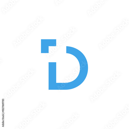 Modern and minimalist letter D logo design concept. Abstract blue geometric symbol for technology, digital business, or corporate identity isolated on white