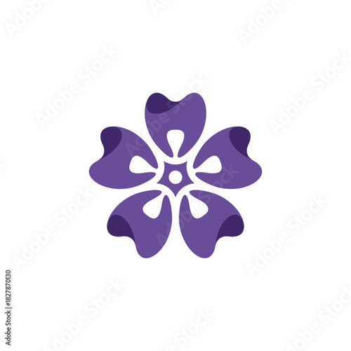 Creative dental clinic logo design featuring a purple flower symbol with petals shaped like teeth, representing oral health and gentle care