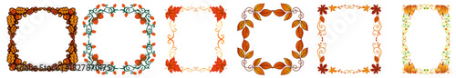 Autumn Fall Frames & Borders — Square and Rectangle Thanksgiving Leaf, Pumpkin, Acorn & Botanical Ornaments Set