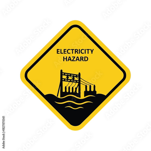 Electricity hazard warning sign   high voltage electrical danger icon Vector