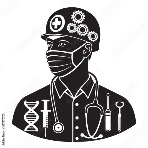 Black medical Silhouette Vector, High Quality Illustration on White Background