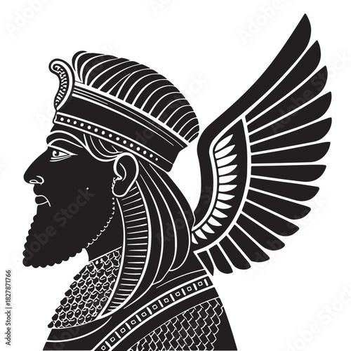 Black mesopotamian mythology Silhouette Vector, High Quality Illustration on White Background