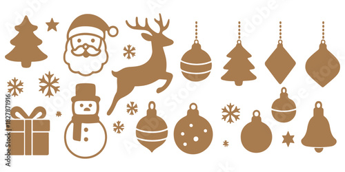 Christmas ball icon set. Christmas balls and ornaments holiday decoration vector illustration on black background.