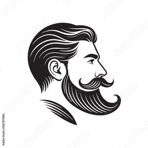 Black mustache Silhouette Vector, High Quality Illustration on White Background