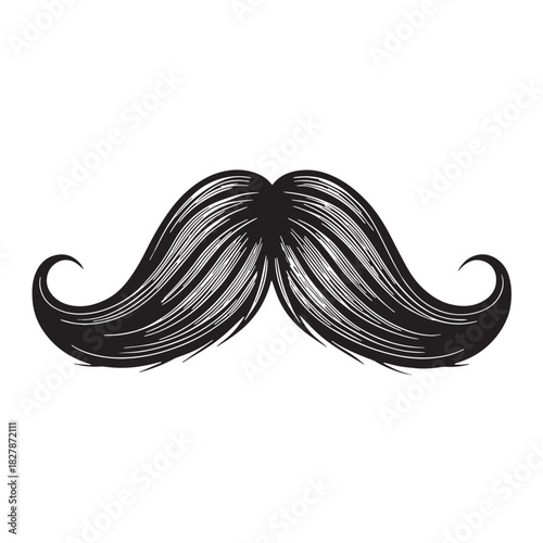 Black mustache Silhouette Vector, High Quality Illustration on White Background