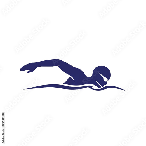 Silhouette of a swimmer performing the front crawl stroke, symbolizing fitness and competition