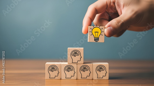Unlock your innovative potential with strategic thinking showing a bright idea emerging from collective minds, perfect for business growth and creative problem solving