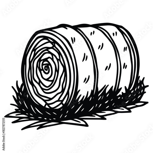 A black silhouette of a hay bale vector