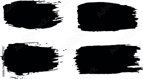 Black Hand Painted Grunge Brush Stroke Vector Design