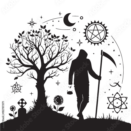 Black myths of immortality Silhouette Vector, High Quality Illustration on White Background