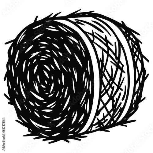 A black silhouette of a hay bale vector