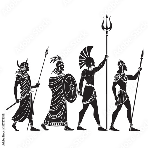 Black mythologies by culture Silhouette Vector, High Quality Illustration on White Background