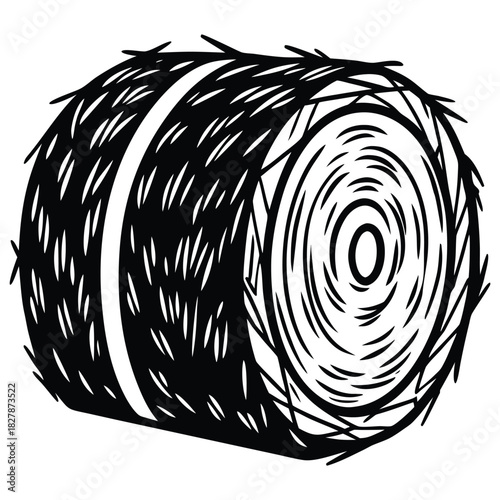 A black silhouette of a hay bale vector