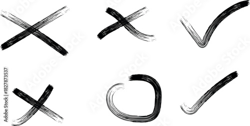 Cross and Right Brush Stroke Vector Design