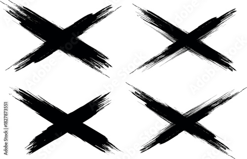 Cross Brush Stroke Set Vector Design