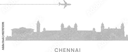 Chennai India Cityscape Travel Arrival Halftone Vector
