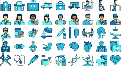 Modern Healthcare and Medical Service Icons Set