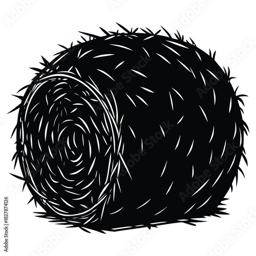 A black silhouette of a hay bale vector