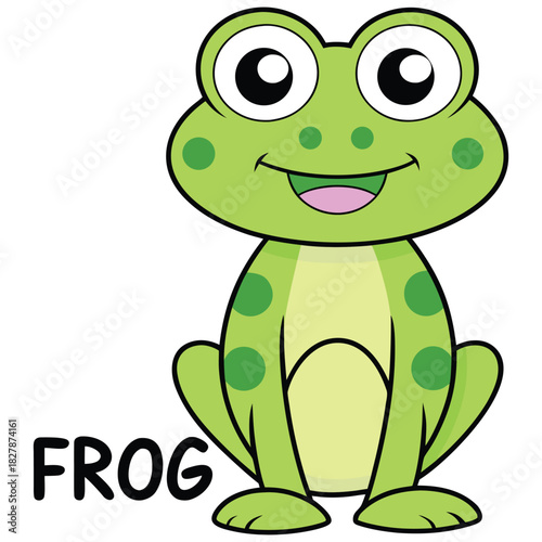 Vector Illustration of a Cheerful Frog with Big Eyes