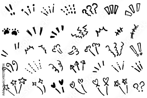 モノクロのワンポイント落書きセット