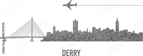Derry Northern Ireland City Skyline Grunge Travel Vector