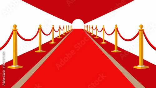 Red carpet with golden stanchions view