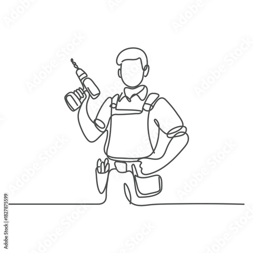 A construction worker uses a power drill to bore a hole into a wooden wall, focusing on the task with precision and care.