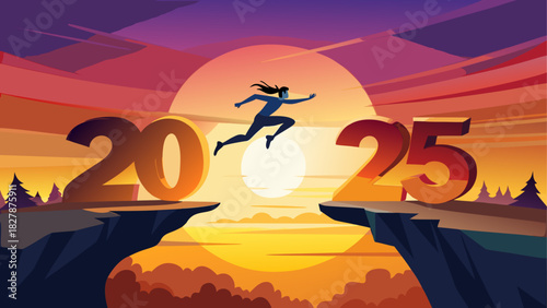 Person jumping between two cliffs years