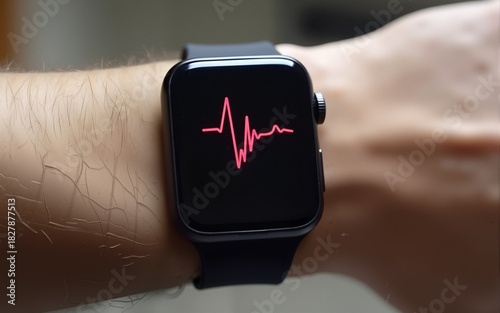 Smart Watch Showing Heartbeat Monitor. High quality
