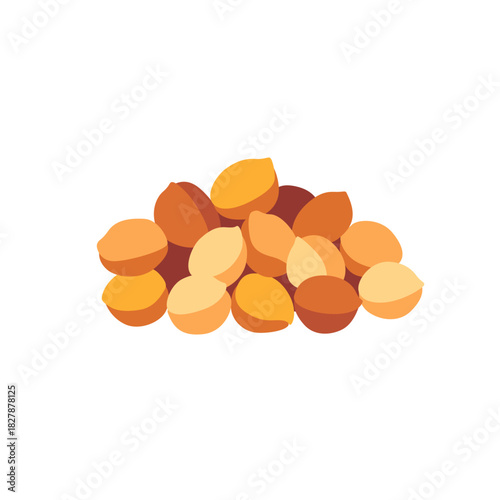 Dry chickpea pulse legume seeds pile, isolated flat style vector illustration