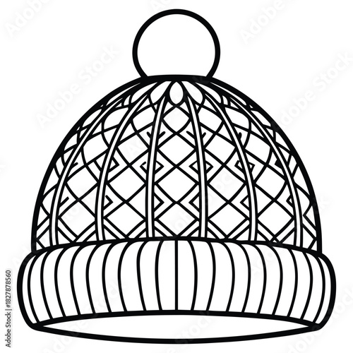 A black silhouette of a knit hat vector