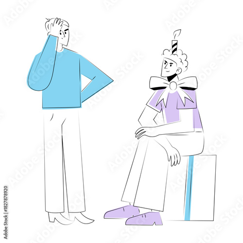 A doodle style illustration showing a prank gift