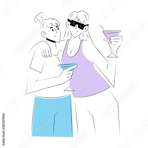 Canvas Print A doodle style illustration showing a drinking partner